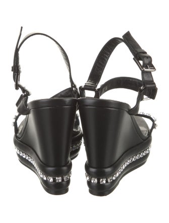 Christian Louboutin Leather Crystal Embellishments Slingback Sandals