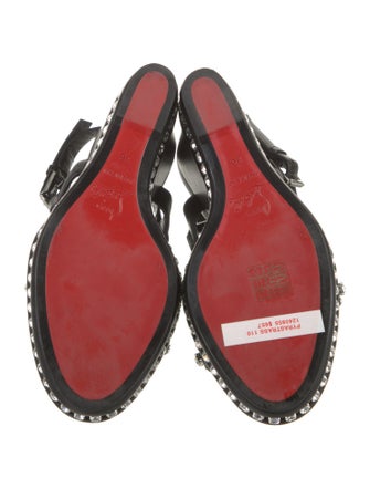 Christian Louboutin Leather Crystal Embellishments Slingback Sandals