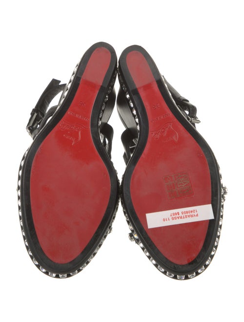 Christian Louboutin Leather Crystal Embellishments Slingback Sandals