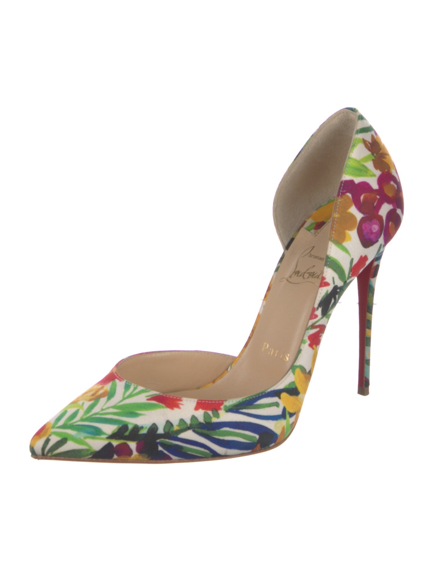 Christian Louboutin Canvas Printed D'Orsay Pumps