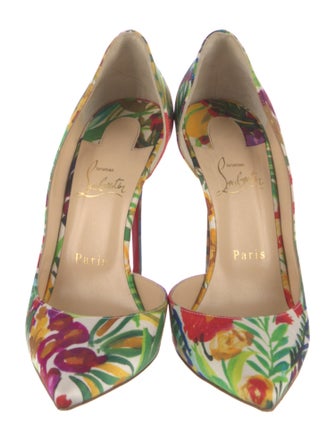 Christian Louboutin Canvas Printed D'Orsay Pumps