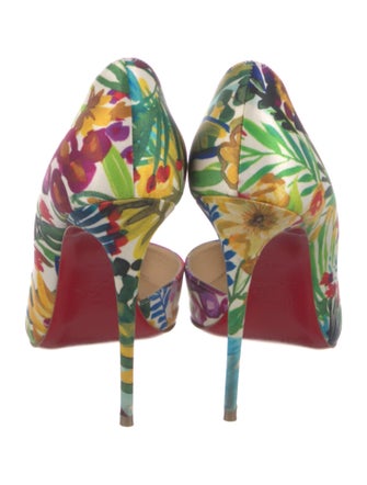 Christian Louboutin Canvas Printed D'Orsay Pumps