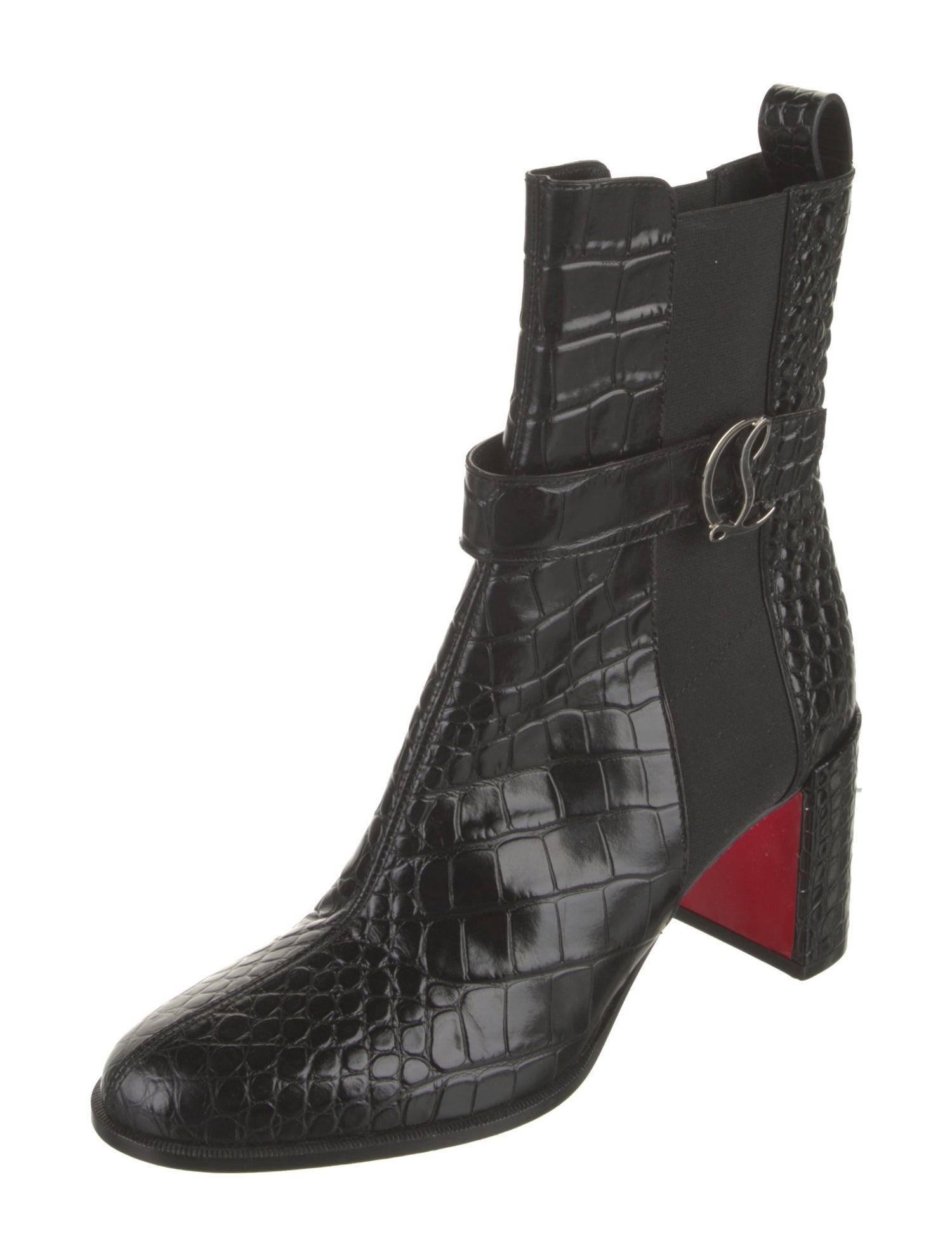 Christian Louboutin Embossed Leather Animal Print Chelsea Boots