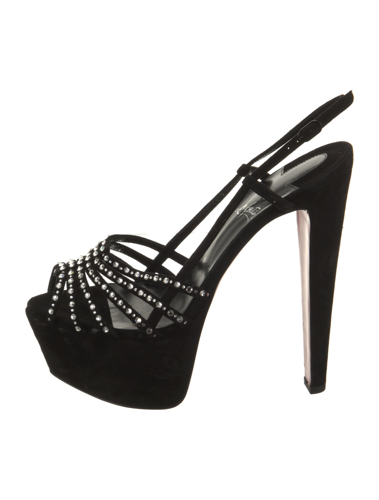 Christian Louboutin Suede Crystal Embellishments Slingback Sandals