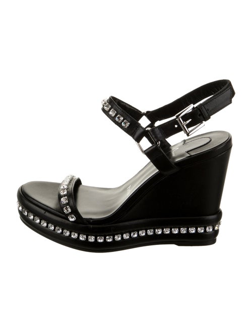 Christian Louboutin Leather Crystal Embellishments Slingback Sandals