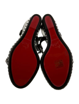 Christian Louboutin Leather Crystal Embellishments Slingback Sandals