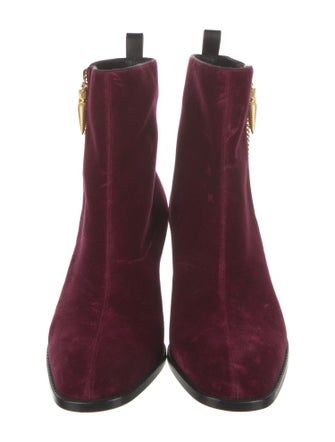 Christian Louboutin Velvet Chain-Link Accents Boots