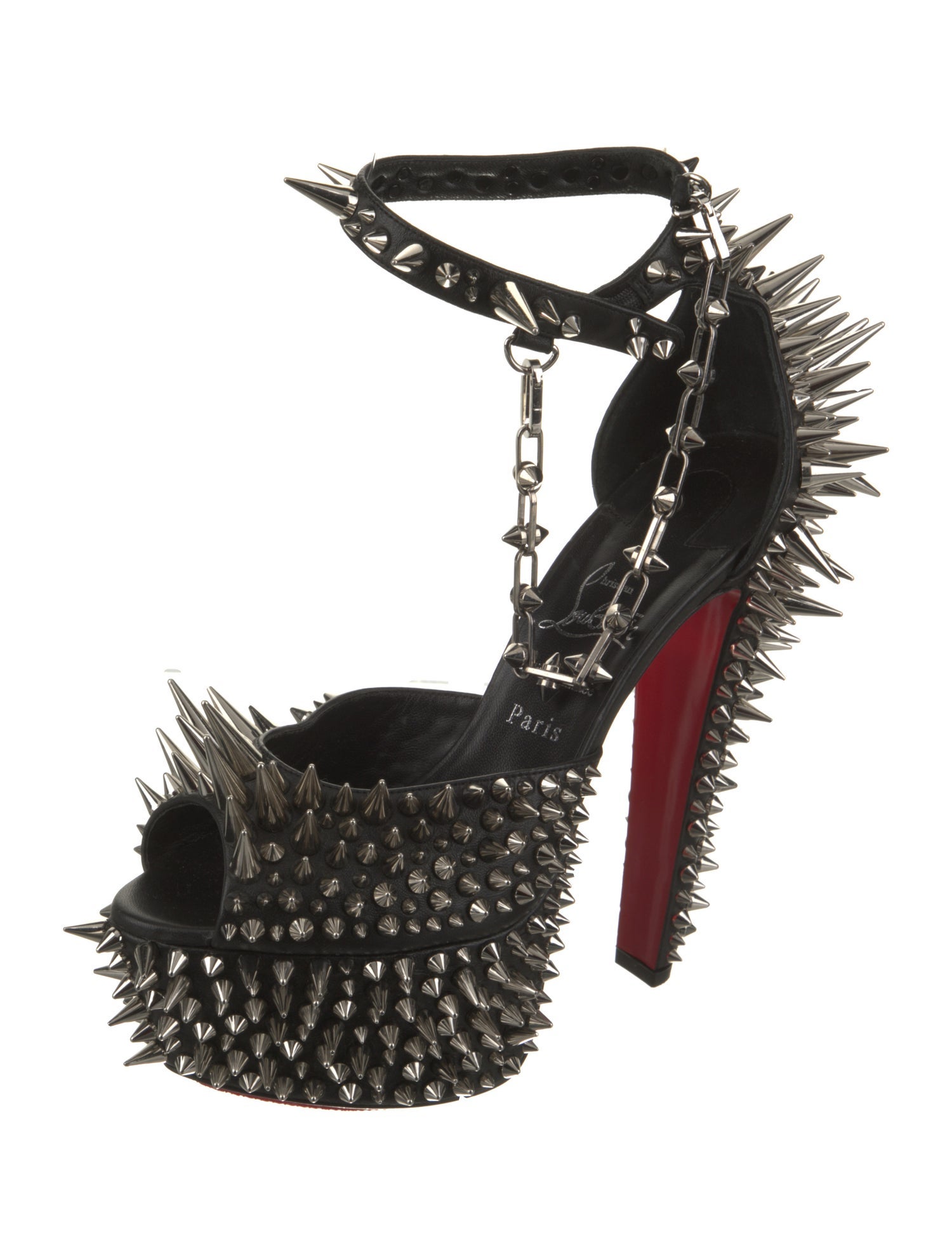 Christian Louboutin Leather Studded Accents Sandals