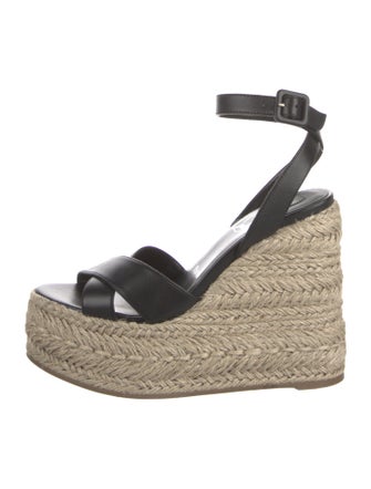 Christian Louboutin Leather Tweed Pattern Espadrilles