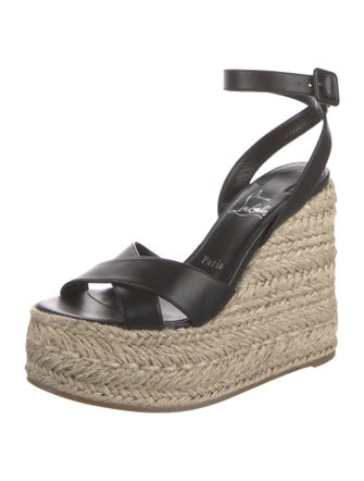 Christian Louboutin Leather Tweed Pattern Espadrilles