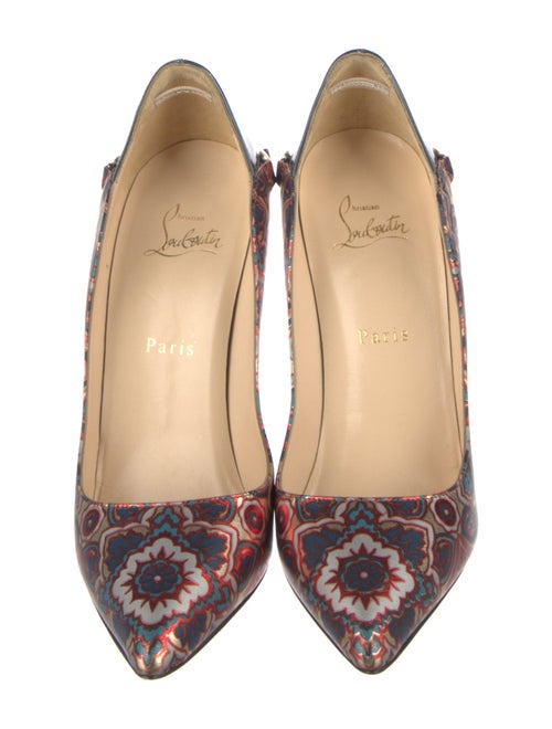 Christian Louboutin Leather Floral Print Slingback Pumps
