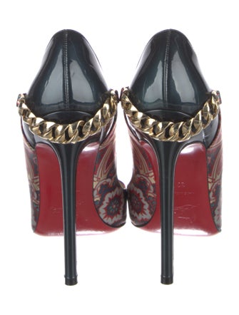 Christian Louboutin Leather Floral Print Slingback Pumps