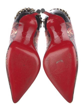 Christian Louboutin Leather Floral Print Slingback Pumps