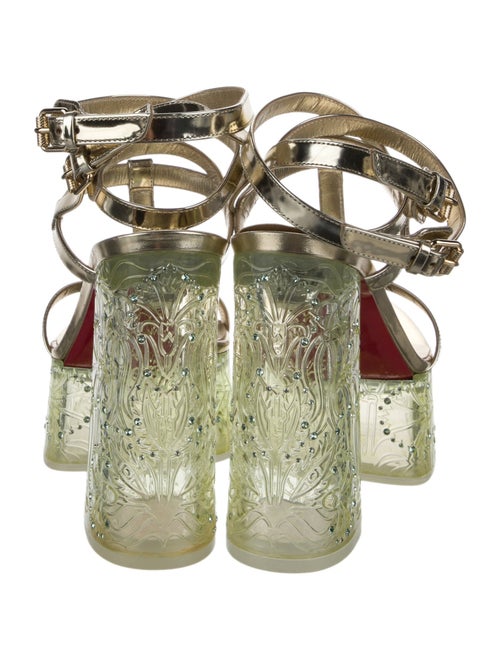 Christian Louboutin Patent Leather Crystal Embellishments T-Strap Sandals