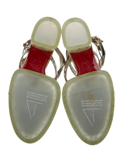 Christian Louboutin Patent Leather Crystal Embellishments T-Strap Sandals