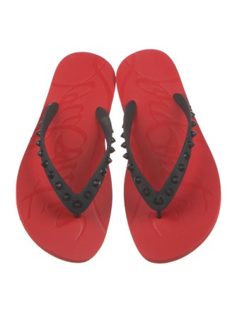 Christian Louboutin Rubber Studded Accents Flip Flops