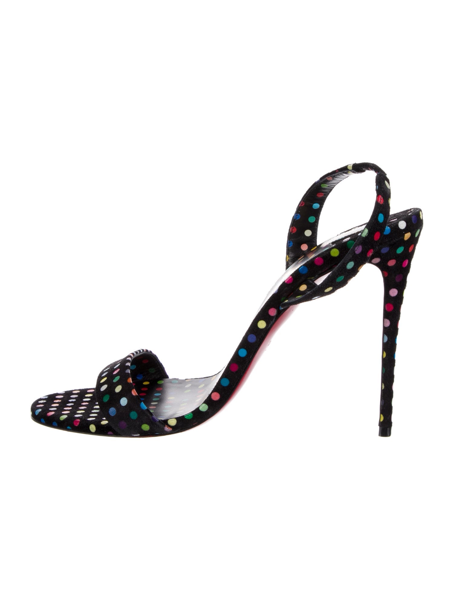 Christian Louboutin Suede Polka Dot Print Slingback Sandals