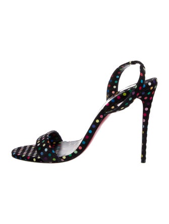 Christian Louboutin Suede Polka Dot Print Slingback Sandals
