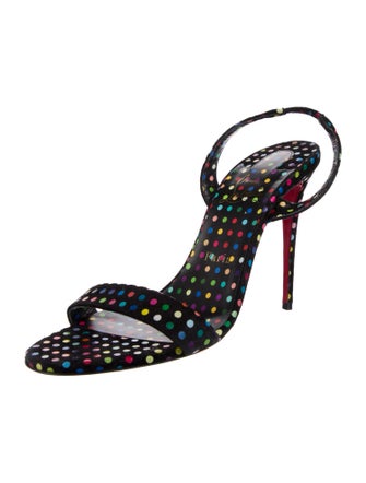Christian Louboutin Suede Polka Dot Print Slingback Sandals