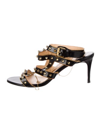 Christian Louboutin Spike Accents Patent Leather Gladiator Sandals