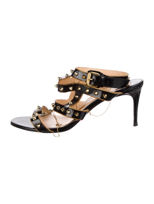 Christian Louboutin Spike Accents Patent Leather Gladiator Sandals