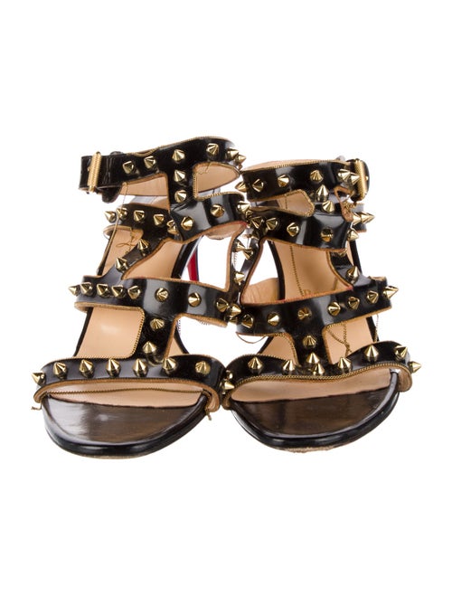 Christian Louboutin Spike Accents Patent Leather Gladiator Sandals