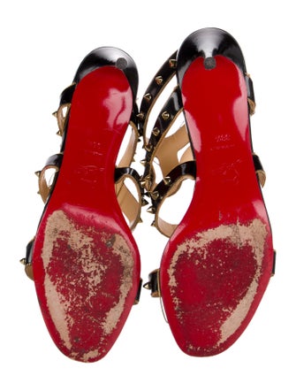 Christian Louboutin Spike Accents Patent Leather Gladiator Sandals