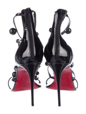 Christian Louboutin Patent Leather Beaded Accents Gladiator Sandals