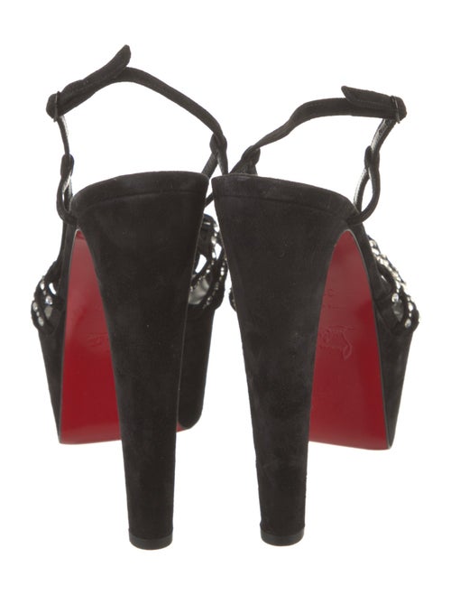 Christian Louboutin Suede Crystal Embellishments Slingback Sandals