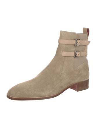 Christian Louboutin Suede Leather Trim Embellishment Boots