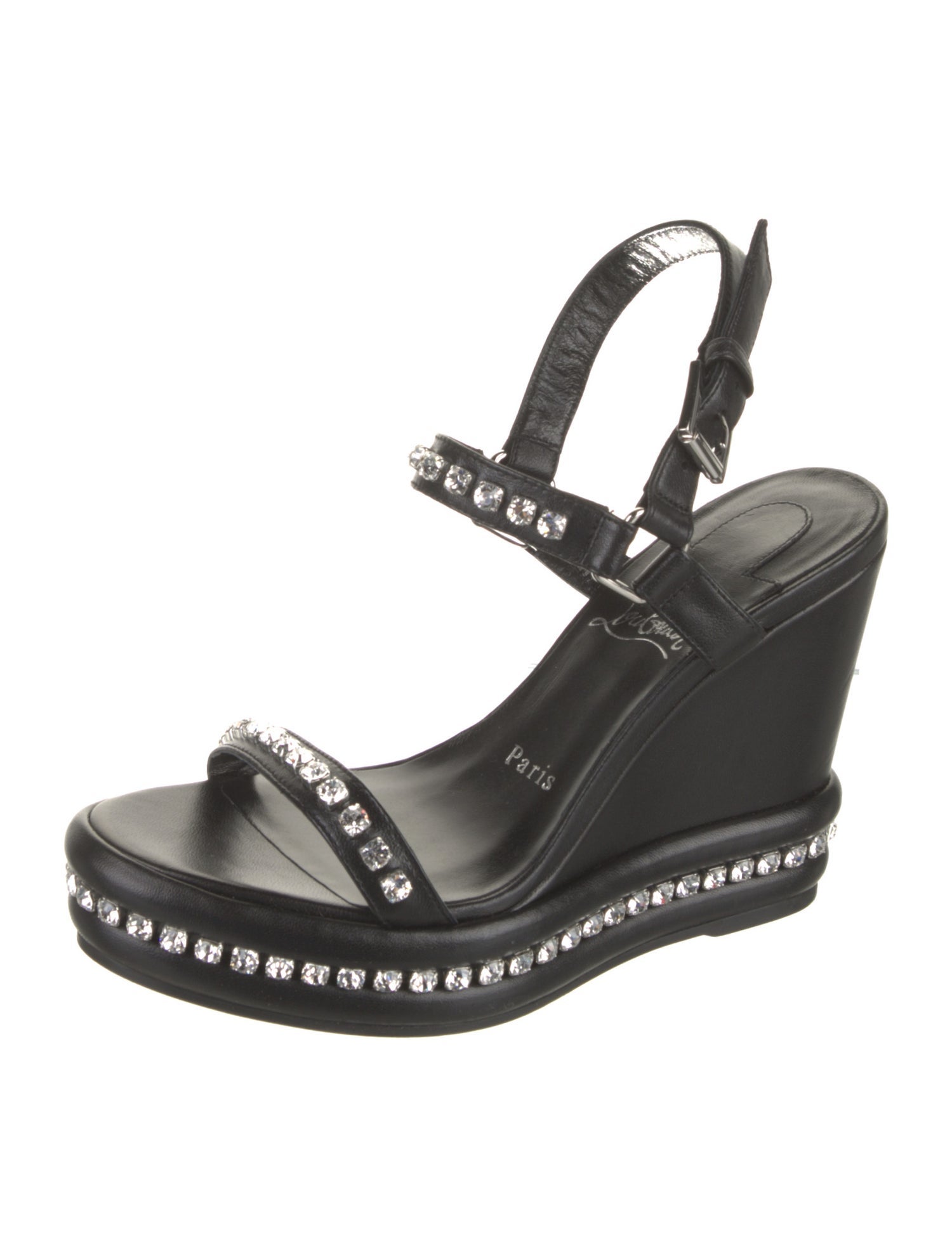 Christian Louboutin Leather Printed Slingback Sandals