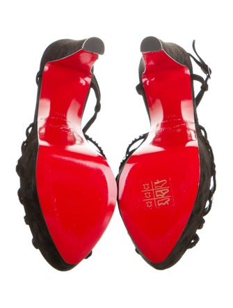 Christian Louboutin Suede Crystal Embellishments Slingback Sandals