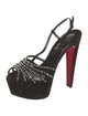 Christian Louboutin Suede Crystal Embellishments Slingback Sandals