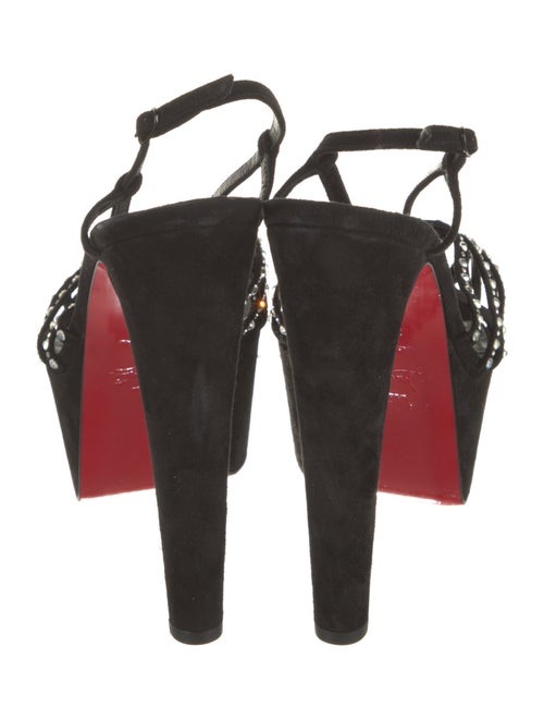 Christian Louboutin Suede Crystal Embellishments Slingback Sandals