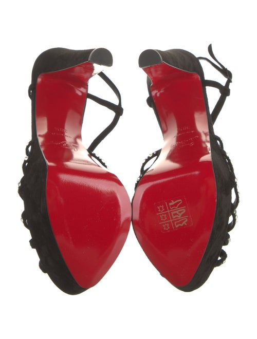 Christian Louboutin Suede Crystal Embellishments Slingback Sandals