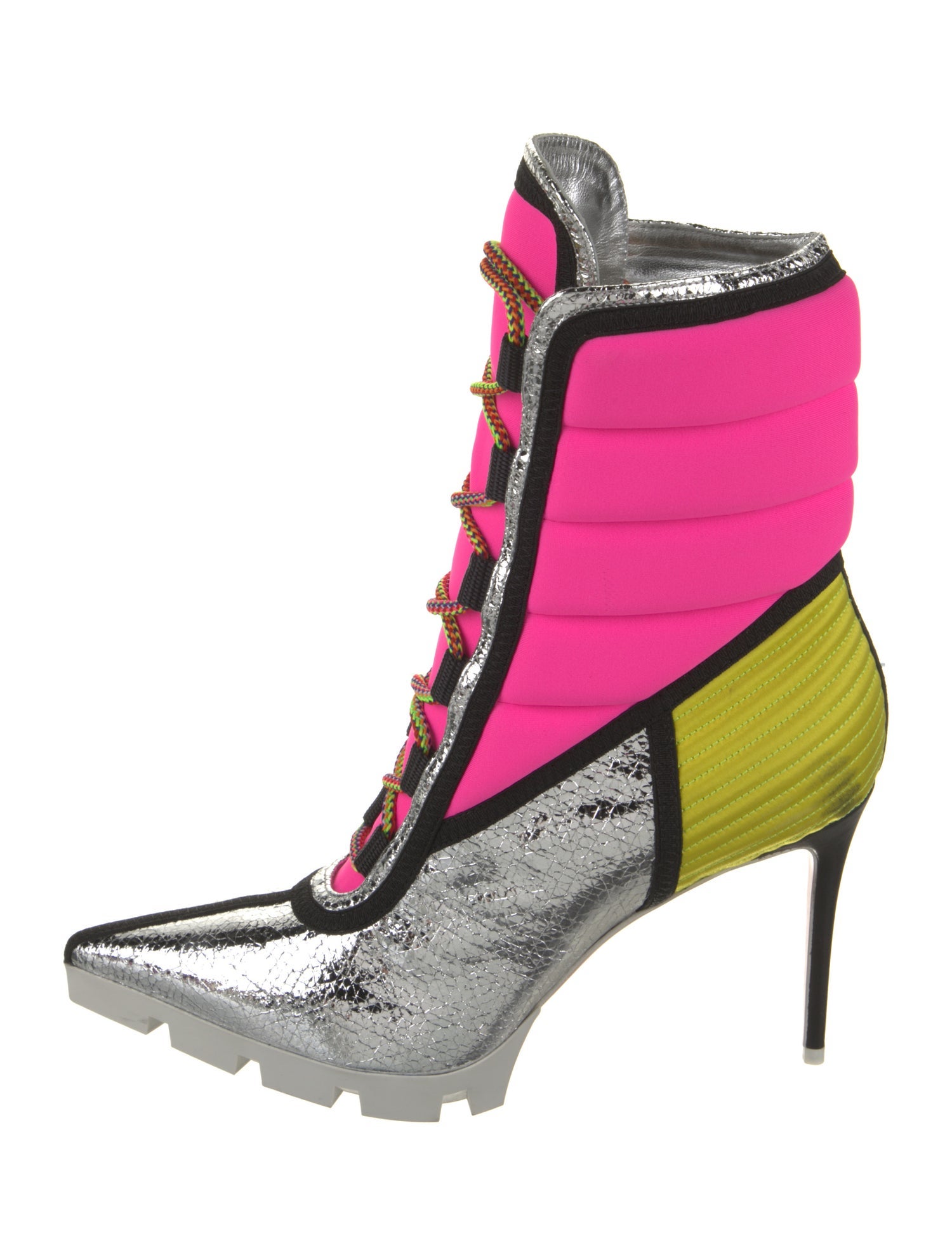 Christian Louboutin Patent Leather Printed Lace-Up Boots