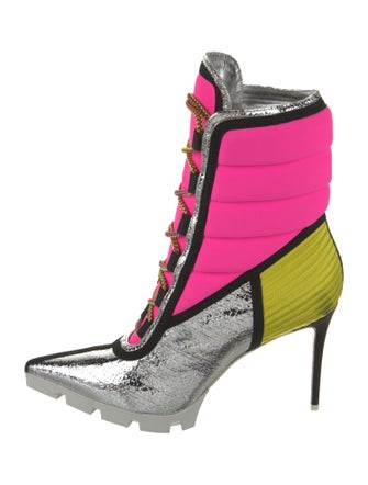Christian Louboutin Patent Leather Printed Lace-Up Boots