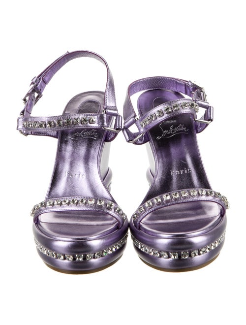 Christian Louboutin Leather Crystal Embellishments Slingback Sandals