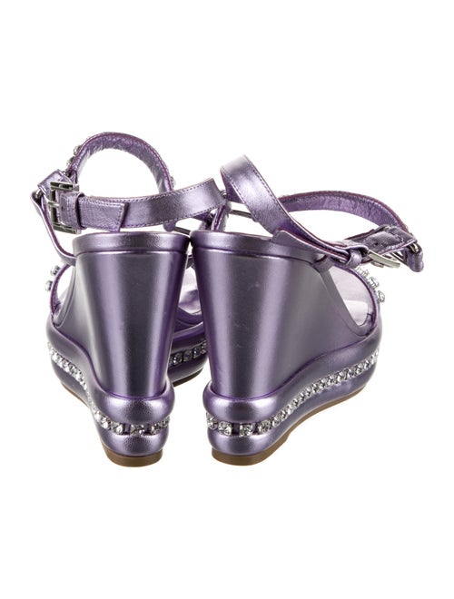 Christian Louboutin Leather Crystal Embellishments Slingback Sandals