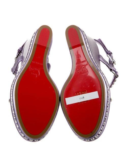 Christian Louboutin Leather Crystal Embellishments Slingback Sandals