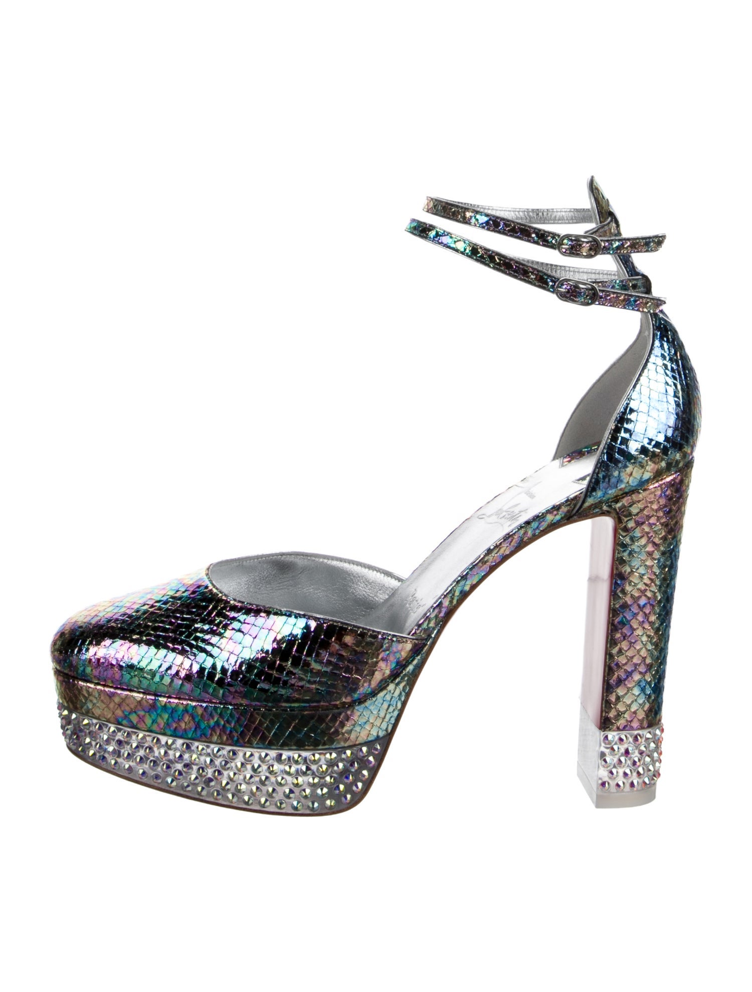 Christian Louboutin Leather Crystal Embellishments D'Orsay Pumps