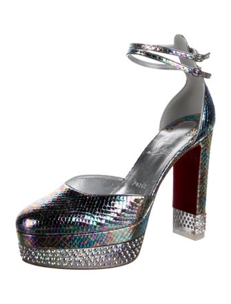 Christian Louboutin Leather Crystal Embellishments D'Orsay Pumps