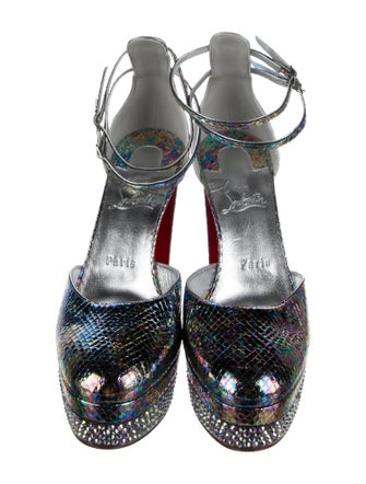 Christian Louboutin Leather Crystal Embellishments D'Orsay Pumps