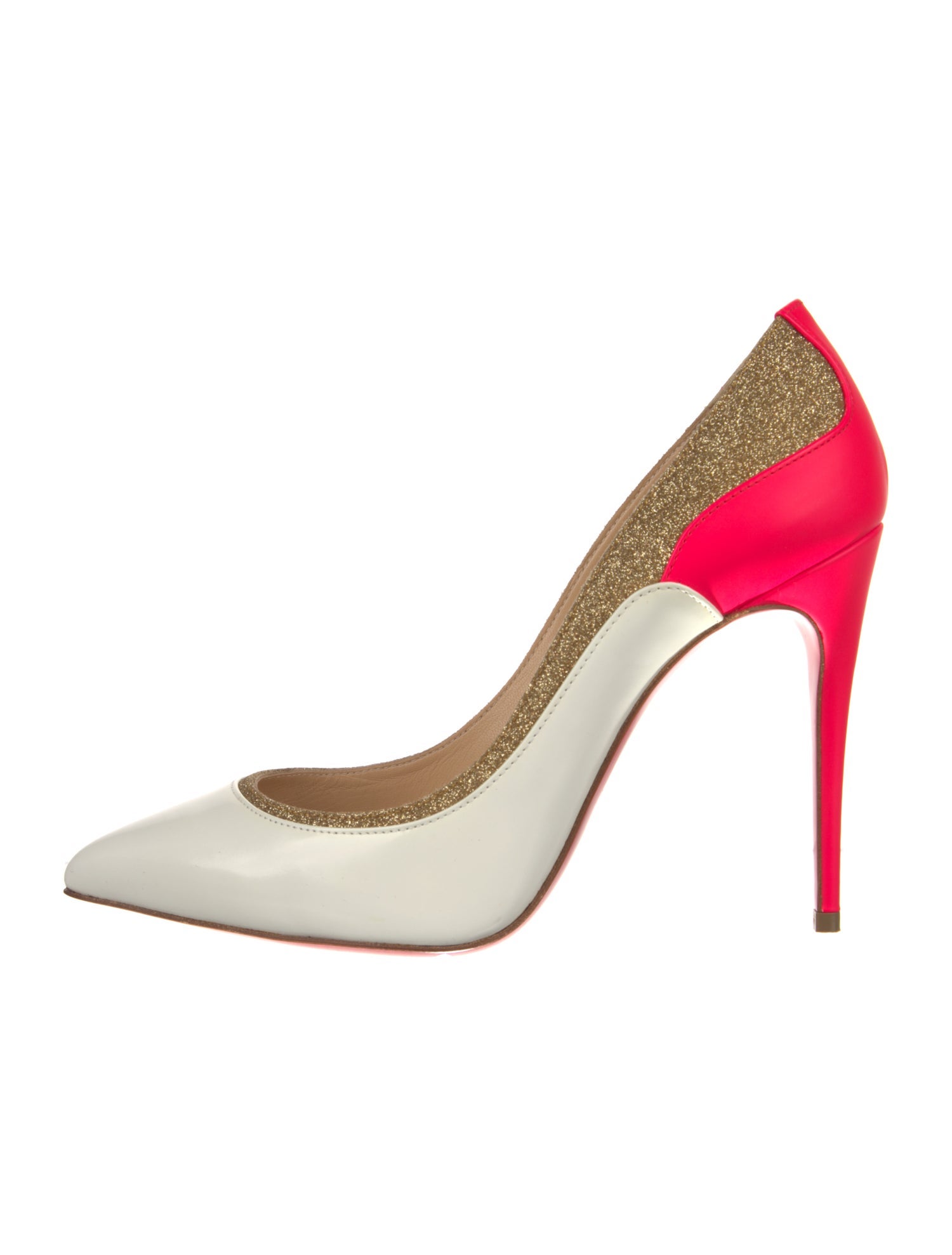 Christian Louboutin Patent Leather Glitter Accents Pumps