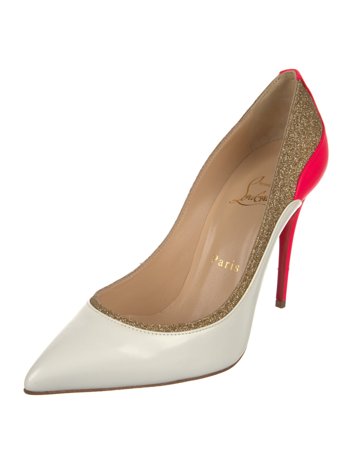 Christian Louboutin Patent Leather Glitter Accents Pumps
