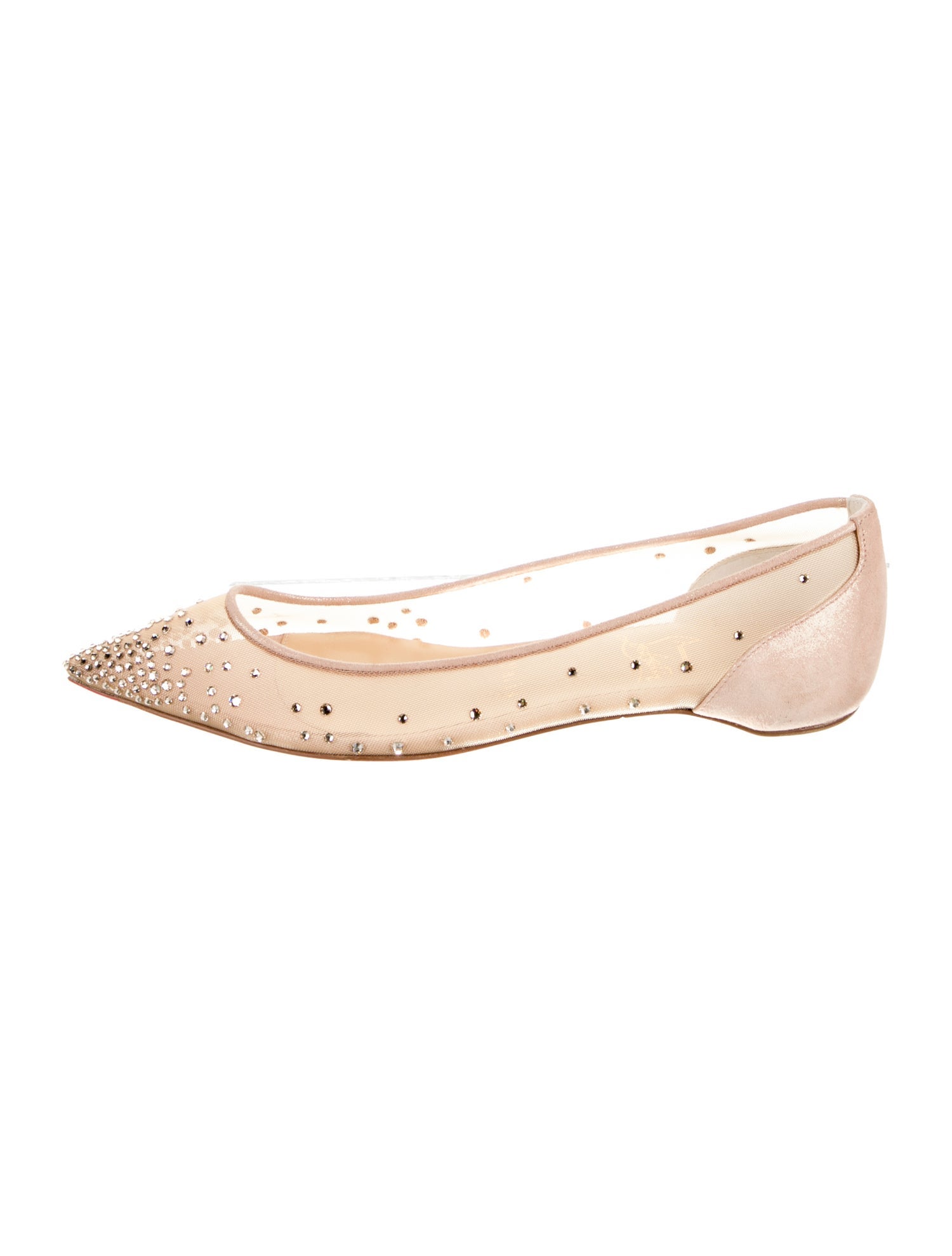 Christian Louboutin Mesh Crystal Embellishments Ballet Flats