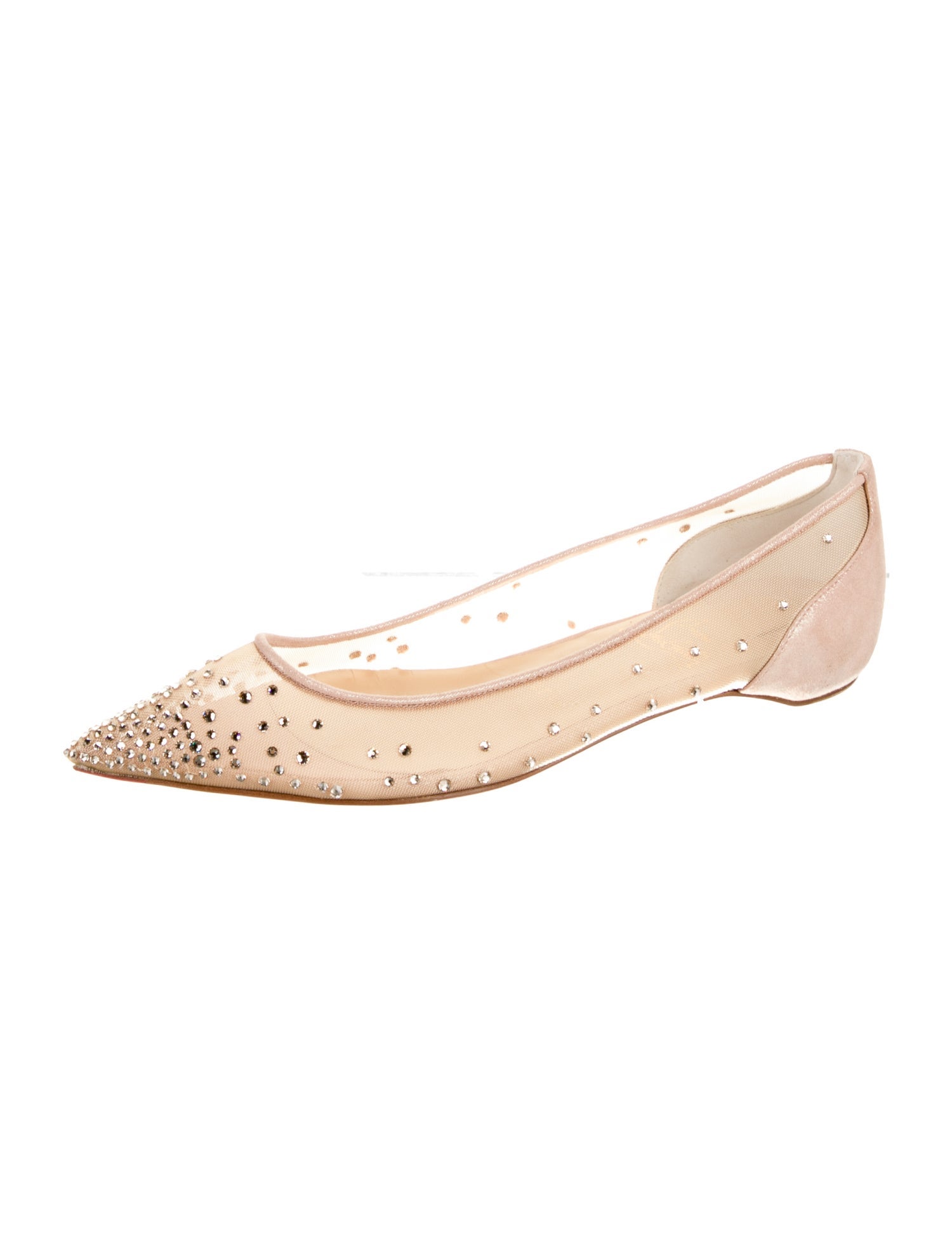 Christian Louboutin Mesh Crystal Embellishments Ballet Flats