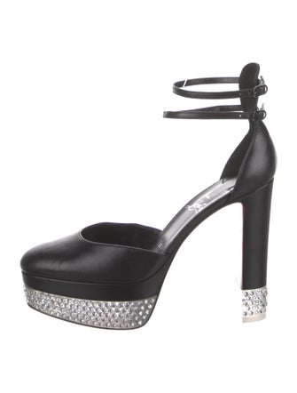 Christian Louboutin Leather Crystal Embellishments D'Orsay Pumps
