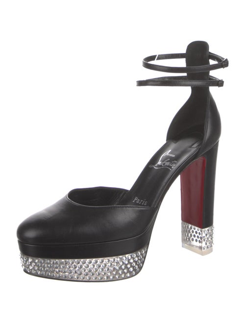 Christian Louboutin Leather Crystal Embellishments D'Orsay Pumps