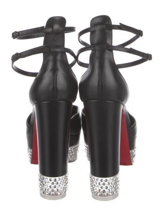 Christian Louboutin Leather Crystal Embellishments D'Orsay Pumps